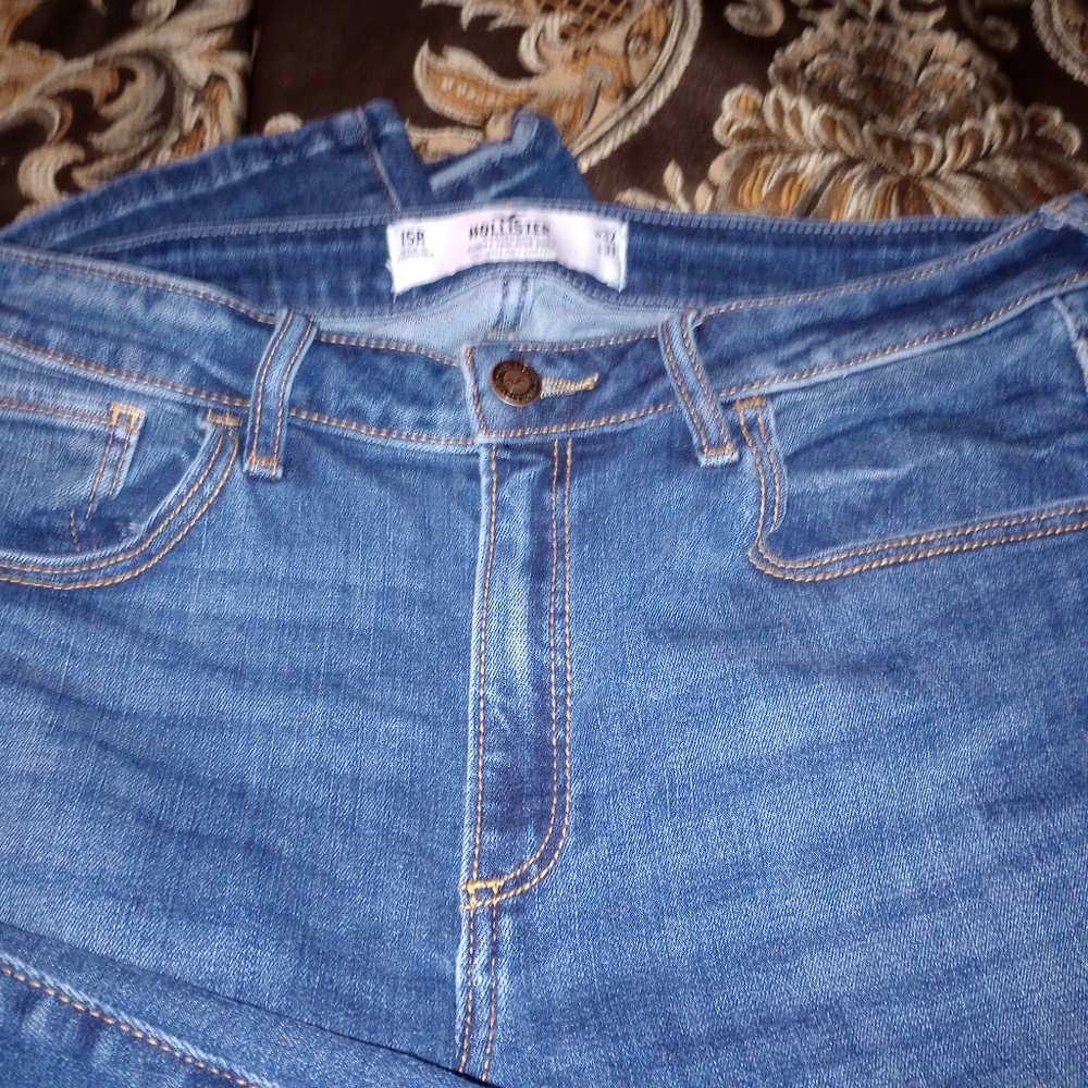 Vintage Y2K Hollister women's stretch jeans pants flare distressed 32 × 31 15 - Picture 2 of 5